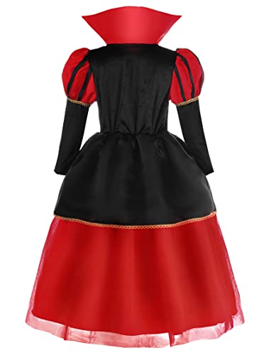 ReliBeauty Red Hearts Girls Costume Queen Dress for Kids Girls with Crown