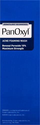 PanOxyl Acne Foaming Wash Benzoyl Peroxide 10% Maximum Strength Antimicrobial, 5.5 Oz