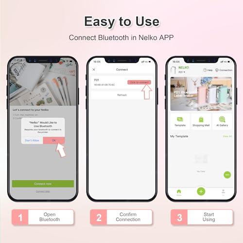 Nelko Label Maker Machine with Tape, P21 Bluetooth Label Printer, Wireless Mini Label Makers with Multiple Templates for Organizing Office Home, White