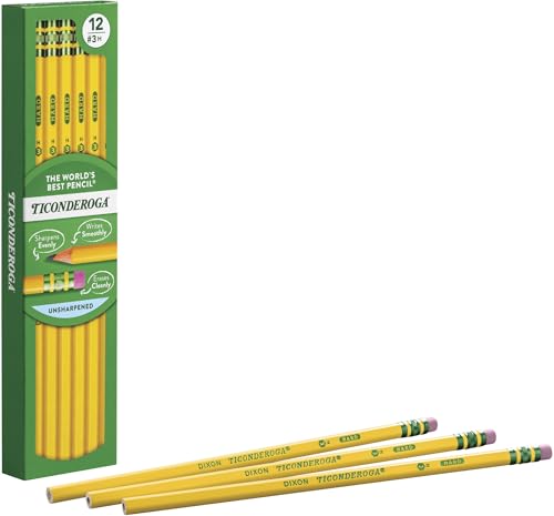 Ticonderoga Wood-Cased Pencils, Unsharpened, 2 HB Soft, Yellow, 24 Count