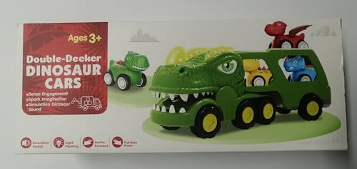 Toddler Car Toys for 1 2 3 4 Year Old Boy Kids Toys 5-in-1 Dinosaur Transport Carrier Trucks Toys for Boys 1-3 with Sounds & Lights Toddler Toys for Boys Age 1-2 2-4 Dinosaur Toys for Kids 3-5 4-6