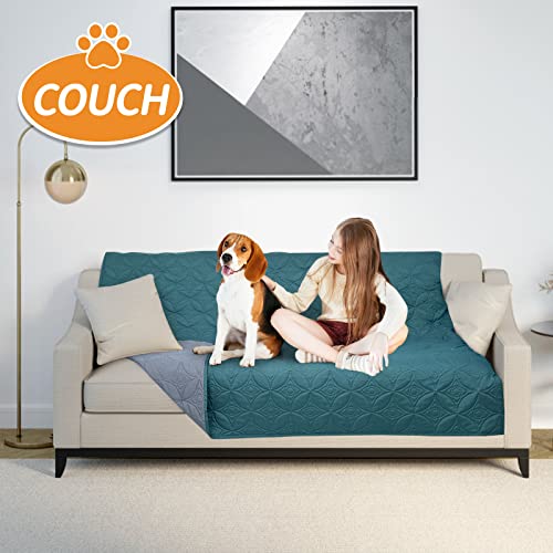 2 Packs Waterproof Dog Blankets Washable for Large Dog, Pet Couch Covers Protect Bed Sofa Furniture, Soft Reversible Dog Blankets Anti Scratches Dirty for Puppy Kids (54"×82", Light/Dark Grey)