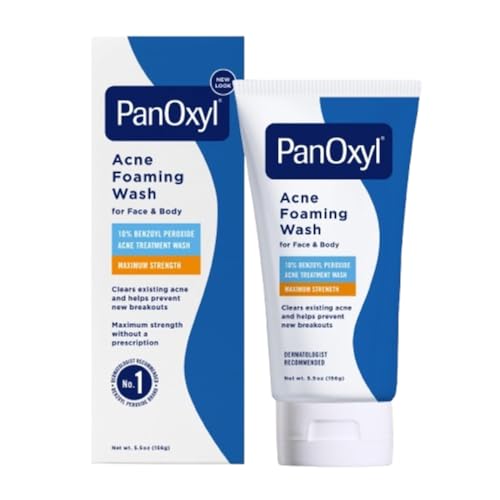 PanOxyl Acne Foaming Wash Benzoyl Peroxide 10% Maximum Strength Antimicrobial, 5.5 Oz