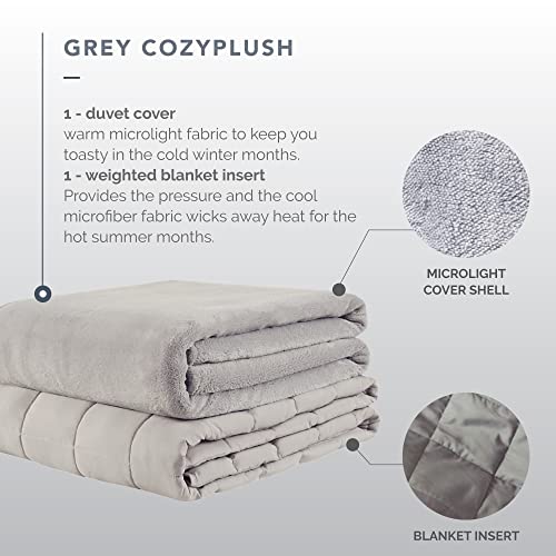 Degrees of Comfort Coolmax Weighted Blanket with Washable Cover Twin Size | 1 x Cozyheat Minky Plush Cover Included, Micro Glass Beads Technology | 48x72 12 lbs Navy