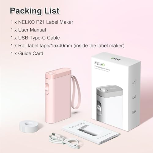 Nelko Label Maker Machine with Tape, P21 Bluetooth Label Printer, Wireless Mini Label Makers with Multiple Templates for Organizing Office Home, White