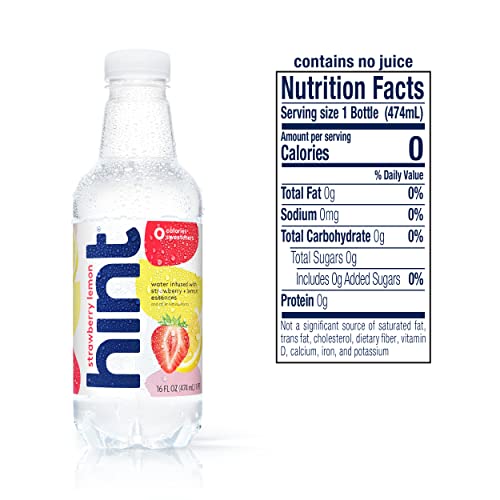 Hint Water Red Variety Pack, 3 Bottles Each of: Peach, Raspberry, Watermelon, and Strawberry Lemon, Zero Calories, Zero Sugar and Zero Sweeteners, 16 Fl Oz (Pack of 12)