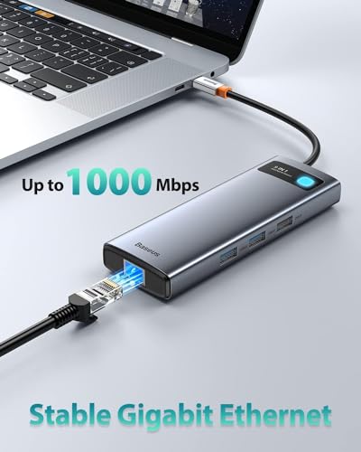 Baseus USB C to HDMI Adapter, 4K@60Hz USB C Docking Station, 7 in 1 USB C Hub with 3 USB-A, PD 100W, TF/SD Card Reader, USB C Dock Compatible for iPhone 15/Mac/Dell/Acer/HP/ASUS/Steam Deck/Rog Ally