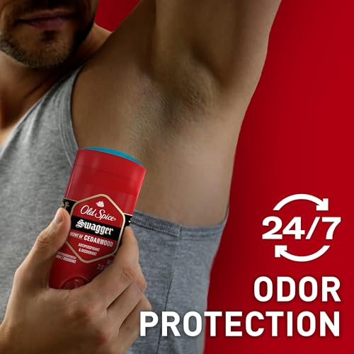 Old Spice Aluminum Free Deodorant for Men, 24/7 Odor Protection, 24/7 Lasting Freshness, Red Collection, Swagger with Cedarwood Scent, 3.8 oz (Pack of 3)