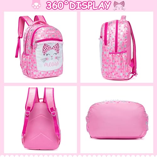 Meetbelify Backpacks for Girls,Kids School Backpacks with Lunch Box for Elementary Preschool Students Cute Panda Sequin Travel Backpack 3 in 1 Bookbag Set for Girls