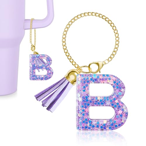 Letter Charm for Stanley Cup, 1PCS Purple Tumbler Accessories Charm for Handle, Initial Charm for Girls Women