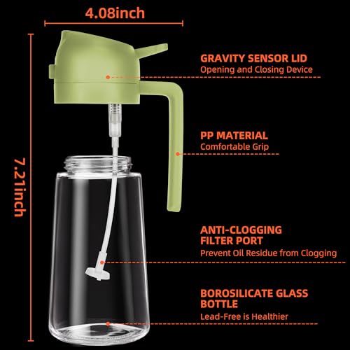 TrendPlain 16oz Oil Dispenser Bottle for Kitchen - 2 in 1 Olive Oil Dispenser and Oil Sprayer - 470ml Olive Oil Bottle - Oil Sprayer for Cooking, Kitchen, Salad, Barbecue Black