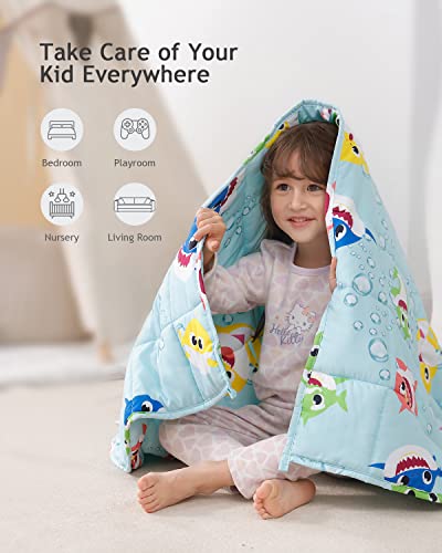 Kivik Weighted Blanket 3lbs, Blue Dinosaur Heavy Thorw Blanket, Small Weighted Cooling Blankets 3 Pounds, 36x48 Inches Blue