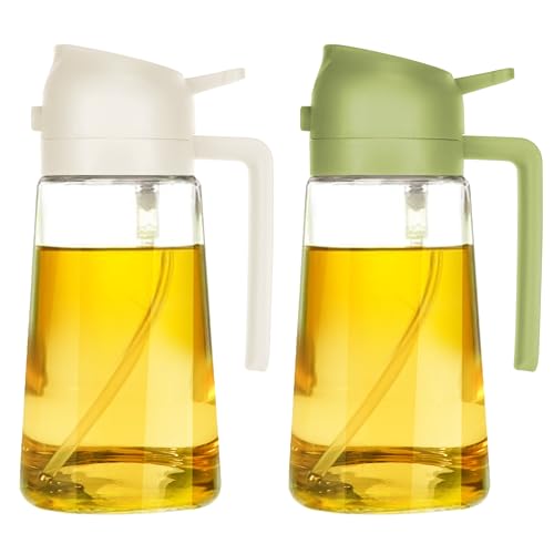 TrendPlain 16oz Oil Dispenser Bottle for Kitchen - 2 in 1 Olive Oil Dispenser and Oil Sprayer - 470ml Olive Oil Bottle - Oil Sprayer for Cooking, Kitchen, Salad, Barbecue Black