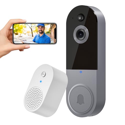 Wireless 1080p Video Doorbell Camera, AI Human Detection, Live View, 2-Way Audio Included Chime, Night Vision, 2.4G Wi-Fi, Cloud Storage, Indoor/Outdoor Surveillance Cam (Black)