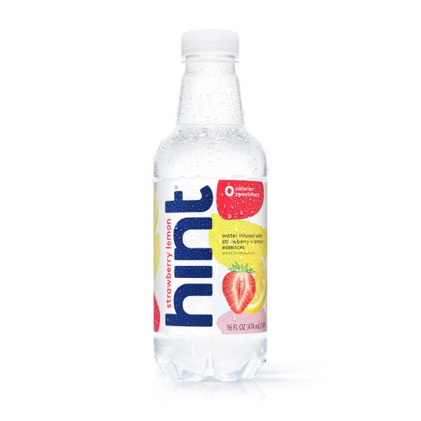 Hint Water Red Variety Pack, 3 Bottles Each of: Peach, Raspberry, Watermelon, and Strawberry Lemon, Zero Calories, Zero Sugar and Zero Sweeteners, 16 Fl Oz (Pack of 12)