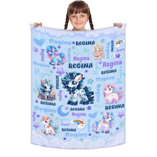 Personalized Baby Blanket for Girls Boys, Custom Kids Blanket with Name, Toddler Blanket for Daycare, Decor for Sofa Living Bedroom Baby Blanket for Birthday 50" x 60",Cute Dinosaur Clouds Text Green