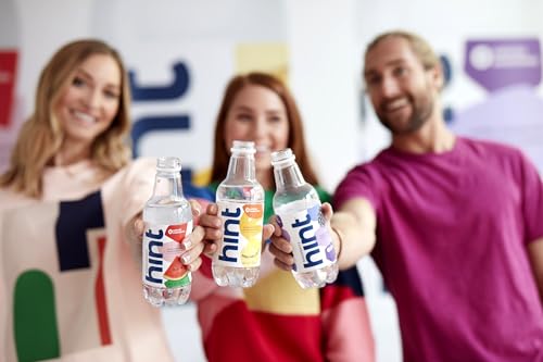 Hint Water Red Variety Pack, 3 Bottles Each of: Peach, Raspberry, Watermelon, and Strawberry Lemon, Zero Calories, Zero Sugar and Zero Sweeteners, 16 Fl Oz (Pack of 12)