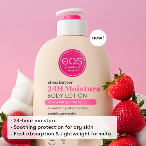 eos Shea Better Body Lotion- Vanilla Cashmere, 24-Hour Moisture Skin Care, Lightweight & Non-Greasy, Made with Natural Shea, Vegan, 16 fl oz