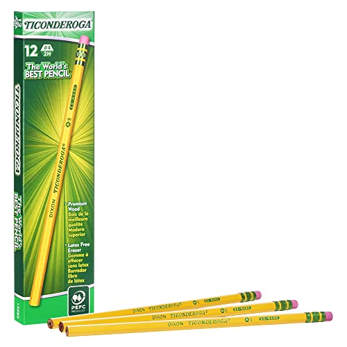 Ticonderoga Wood-Cased Pencils, Unsharpened, 2 HB Soft, Yellow, 24 Count