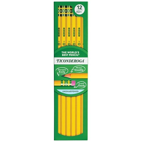 Ticonderoga Wood-Cased Pencils, Unsharpened, 2 HB Soft, Yellow, 24 Count