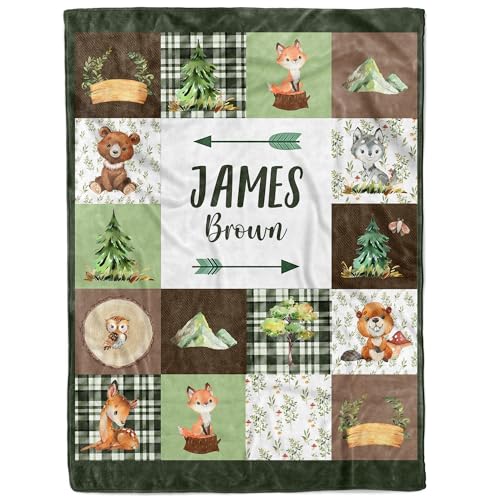 MDPrints Dinosaur Personalized Baby Blankets for Boys, Personalized Baby Gifts with Name, Customized Baby Blanket, Newborn Boy Gift, Soft Fleece