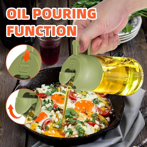 TrendPlain 16oz Oil Dispenser Bottle for Kitchen - 2 in 1 Olive Oil Dispenser and Oil Sprayer - 470ml Olive Oil Bottle - Oil Sprayer for Cooking, Kitchen, Salad, Barbecue Black