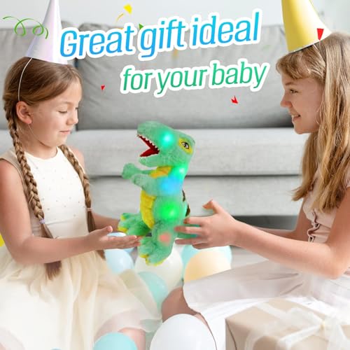 Glow Guards 16'' Light up Triceratops Dinosaur Stuffed Animal,LED Soft Dinosaur Plush Toy with Magic Night Lights&Lullaby,Birthday Children's Day for Toddler Kids