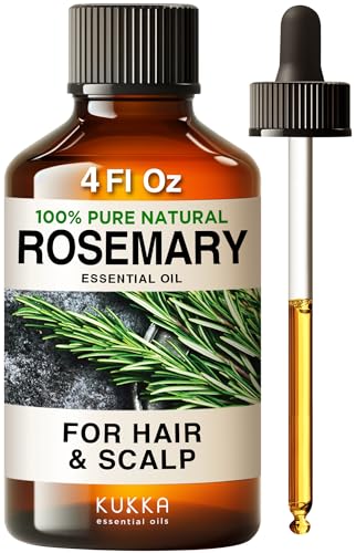 Kukka Rosemary Oil for Hair - 100% Natural Rosemary Hair Oil - Rosemary Essential Oils for Skin, Diffuser & Aromatherapy - Soap Making & DIY (4 Fl Oz)