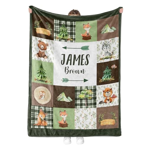 MDPrints Dinosaur Personalized Baby Blankets for Boys, Personalized Baby Gifts with Name, Customized Baby Blanket, Newborn Boy Gift, Soft Fleece