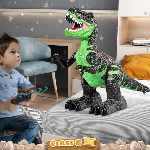 Remote Control Velociraptor Toy for Kids 4-7 Years, Electric Stunt Realistic Walking Jurassic Velociraptor with Lights and Sounds, Rechargeable Dinosaur Robot Birthday Gift for Boys 3+