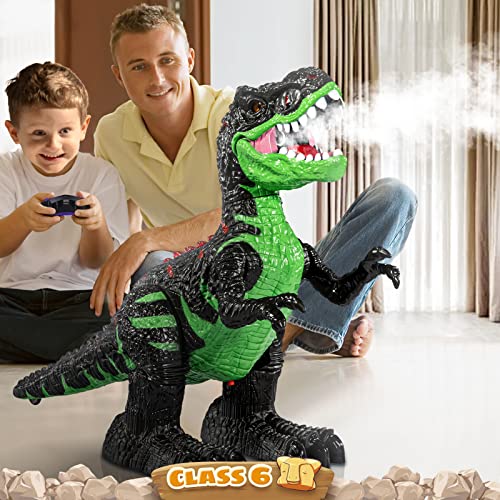 Remote Control Velociraptor Toy for Kids 4-7 Years, Electric Stunt Realistic Walking Jurassic Velociraptor with Lights and Sounds, Rechargeable Dinosaur Robot Birthday Gift for Boys 3+