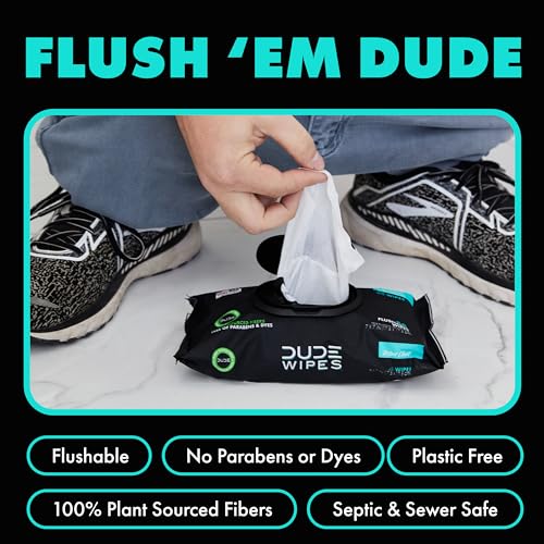 DUDE Wipes - Flushable Wipes - 6 Pack, 288 Wipes - DUMPkin Spice with Clove, Nutmeg, and Other Fall Pumpkin Spice Scents - Septic and Sewer Safe Butt Wipes For Adults, Extra Large