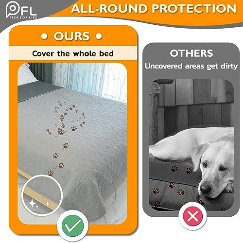 2 Packs Waterproof Dog Blankets Washable for Large Dog, Pet Couch Covers Protect Bed Sofa Furniture, Soft Reversible Dog Blankets Anti Scratches Dirty for Puppy Kids (54"×82", Light/Dark Grey)