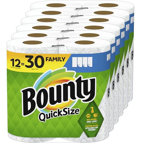 Bounty Quick Size Paper Towels, White, 8 Family Rolls = 20 Regular Rolls