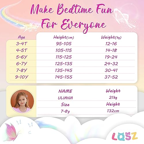 LQSZ 2Pcs Girls Nightgowns 3-10 Years Flutter Short Sleeves Nightdress Nightie Dress Sleepwear Pajamas for Little Girls