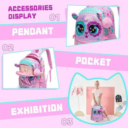 Meetbelify Backpacks for Girls,Kids School Backpacks with Lunch Box for Elementary Preschool Students Cute Panda Sequin Travel Backpack 3 in 1 Bookbag Set for Girls