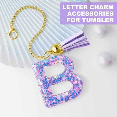 Letter Charm for Stanley Cup, 1PCS Purple Tumbler Accessories Charm for Handle, Initial Charm for Girls Women