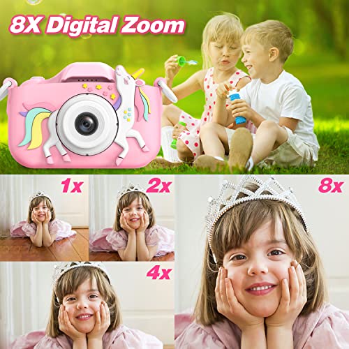 Goopow Kids Camera Toys for 3-8 Year Old Girls Boys,Children Digital Video Camcorder Camera with Cartoon Soft Silicone Cover, Best Chritmas Birthday Festival Gift for Kids - 32G SD Card Included