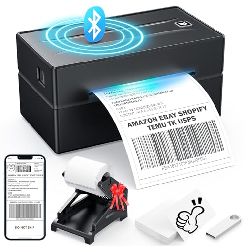 Thermal Label Printer for Small Business, 4x6 Shipping Label Printer for Shipping Packages,Bluetooth thermal printer Support Windows Mac Android iPhone Used for Amazon Ebay Shopify Temu TK USPS