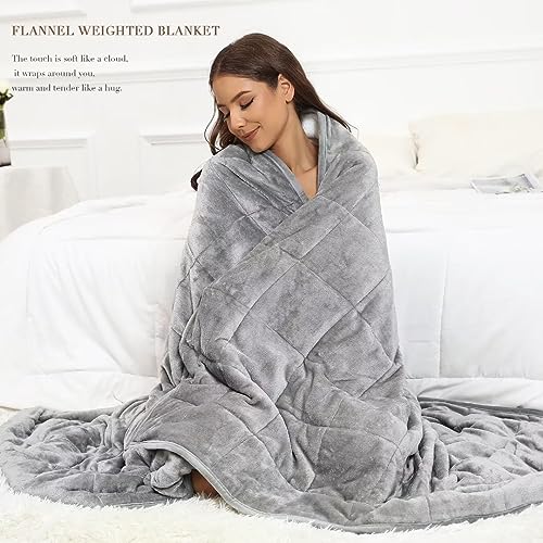 Alomidds Weighted Blanket for Adult Queen Size 20lbs 60 x 80 inches,Weighted Blankets with Soft Plush Fleece,Fluffy Thick Warm Sherpa & Cozy Flannel Heavy Blanket for Sofa Bed,Purple