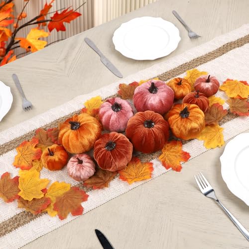 winemana 50pcs Fall Pumpkins Decor Set, Mini Artificial Gourd Fall Leaves Acorns Decorations for Home, Fall Centerpieces for Tables, Thanksgiving Vase Filler, Harvest Farmhouse Table Tiered Tray Set