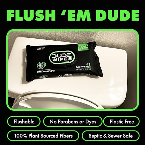 DUDE Wipes - Flushable Wipes - 6 Pack, 288 Wipes - DUMPkin Spice with Clove, Nutmeg, and Other Fall Pumpkin Spice Scents - Septic and Sewer Safe Butt Wipes For Adults, Extra Large