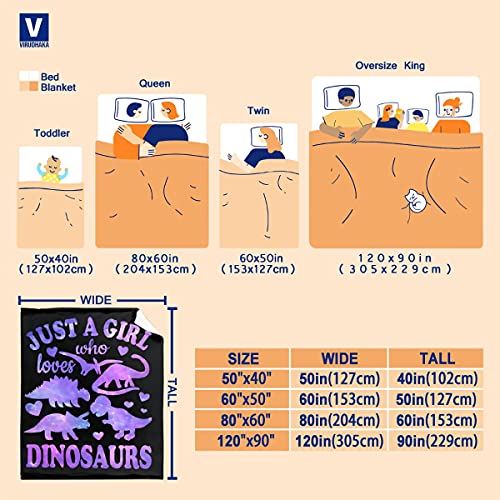 Dinosaur Blanket Gift for Women Kid Plush Just A Girl Who Loves Dinosaurs Soft Throw Dino Comfy Sheet Jurassic Animal Lovers Fans Gifts Lightweight Flannel Blankets for Couch Chair-40x50 Inches