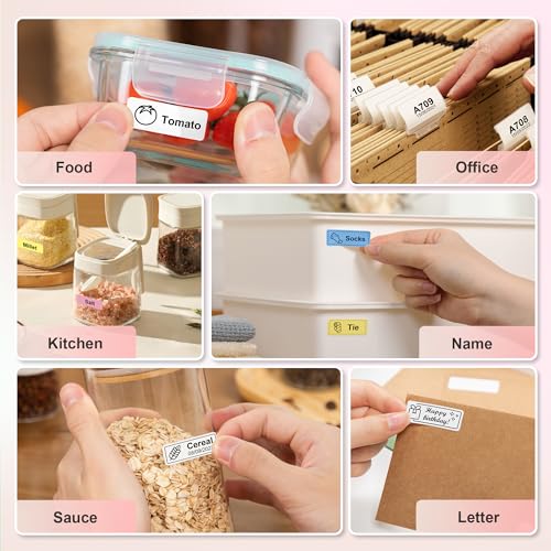 Nelko Label Maker Machine with Tape, P21 Bluetooth Label Printer, Wireless Mini Label Makers with Multiple Templates for Organizing Office Home, White