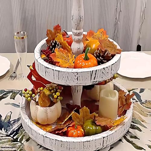 winemana 50pcs Fall Pumpkins Decor Set, Mini Artificial Gourd Fall Leaves Acorns Decorations for Home, Fall Centerpieces for Tables, Thanksgiving Vase Filler, Harvest Farmhouse Table Tiered Tray Set