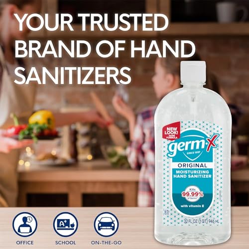 Germ-X Original Hand Sanitizer, Moisturizing Gel with Vitamin E, Instant and No Rinse Formula, Back to School Supplies College, 8 Fl Oz Pump Bottle (Pack of 12)