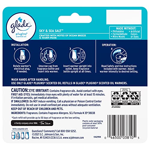 Glade PlugIns Refills Air Freshener, Scented and Essential Oils for Home and Bathroom, Apple Cinnamon, 3.35 Fl Oz, 5 Count