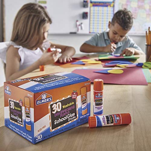 Elmer's Disappearing Purple School Glue Sticks, Washable, 7 Grams, 30 Count