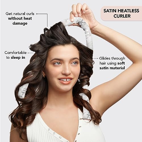 Kitsch Satin Heatless Curling Set - Heatless Hair Curlers to Sleep in - Heatless Curls Overnight - Heatless Curling Rod - No Heat Curls Overnight - Overnight Blowout Rods - Soft Hair Rollers - Sunset