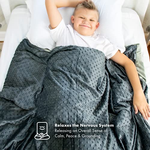 Harkla Kids Weighted Blanket - 7lb Bamboo Cooling Weighted Blanket for Kids - Washable Minky Cover and Glass Beads Filled Weighted Inner - Designed for Sensory Seekers Weighing 40lb to 70lb